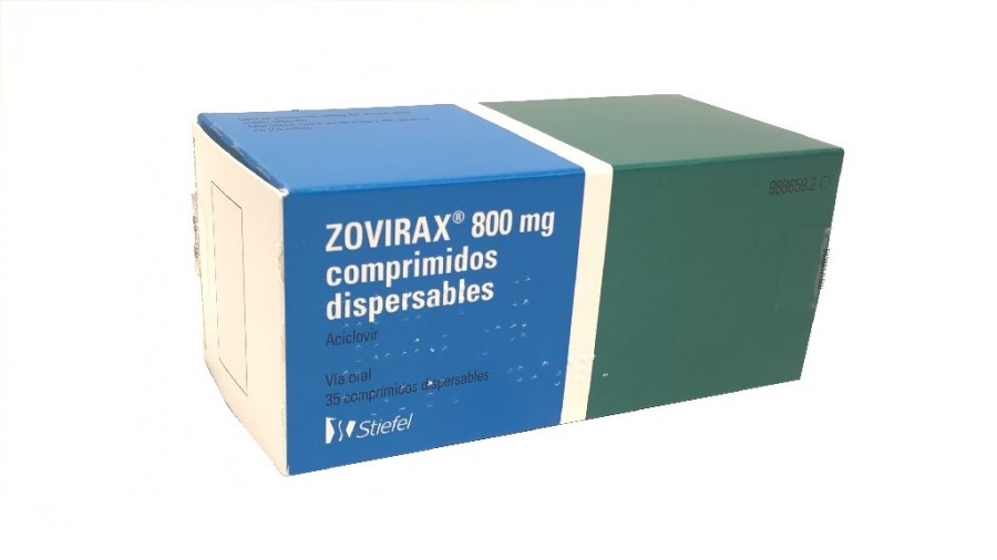 ZOVIRAX 800 mg COMPRIMIDOS DISPERSABLES , 35 comprimidos fotografía del envase.
