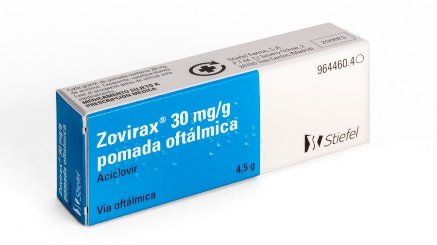 ZOVIRAX 30 mg/g POMADA OFTALMICA , 1 tubo de 4,5 g fotografía del envase.