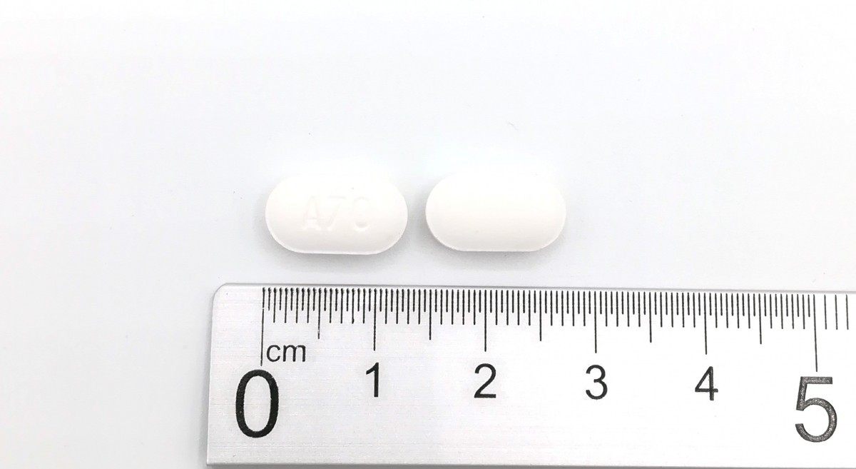 ACIDO ALENDRONICO SEMANAL NORMON 70 mg COMPRIMIDOS EFG, 4 comprimidos fotografía de la forma farmacéutica.