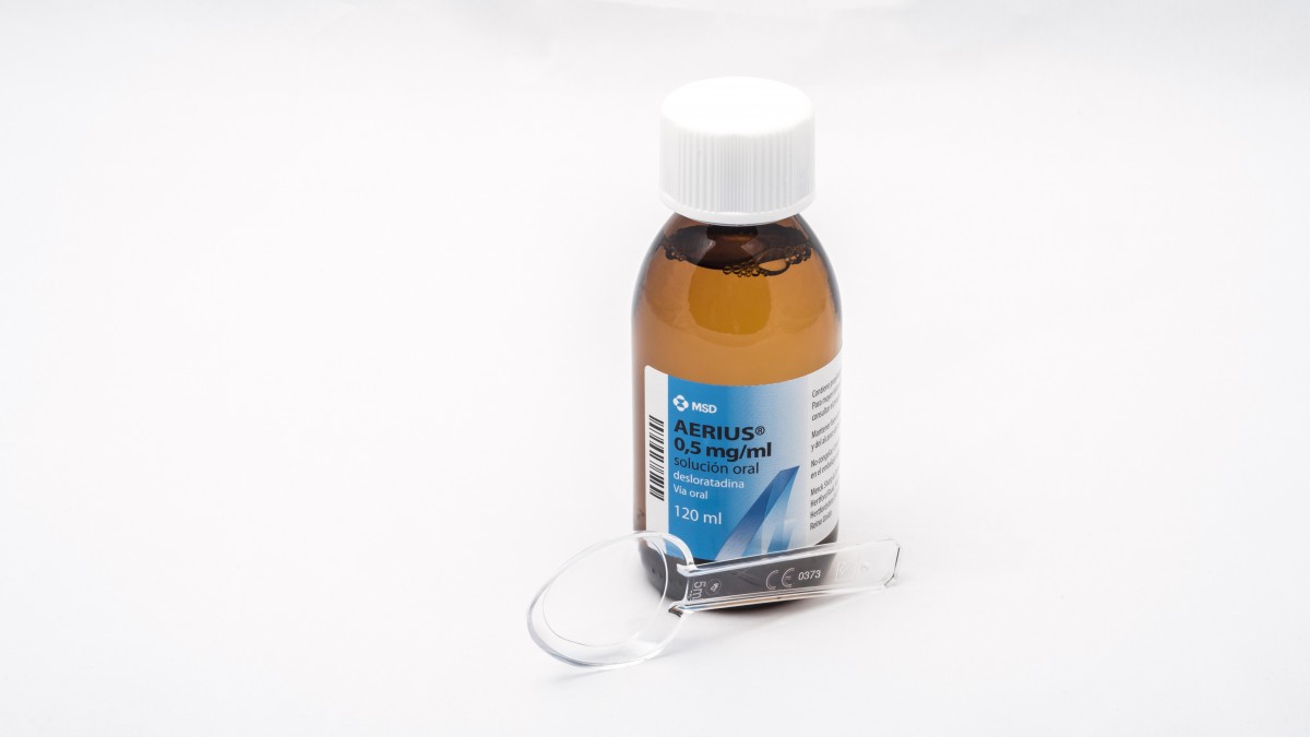 AERIUS 0,5 MG/ML SOLUCION ORAL , 1 frasco de 120 ml fotografía de la forma farmacéutica.