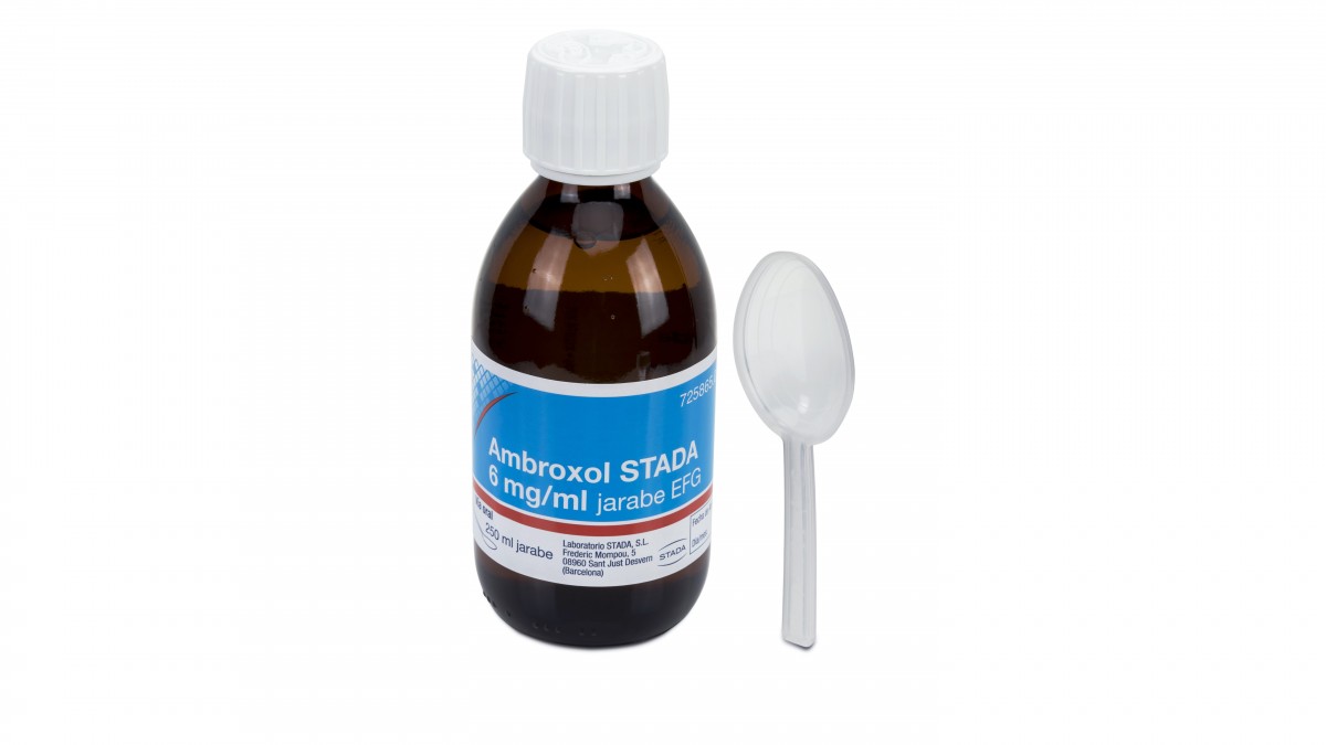 AMBROXOL STADA 6 MG/ML JARABE EFG 1 frasco de 250 ml fotografía de la forma farmacéutica.