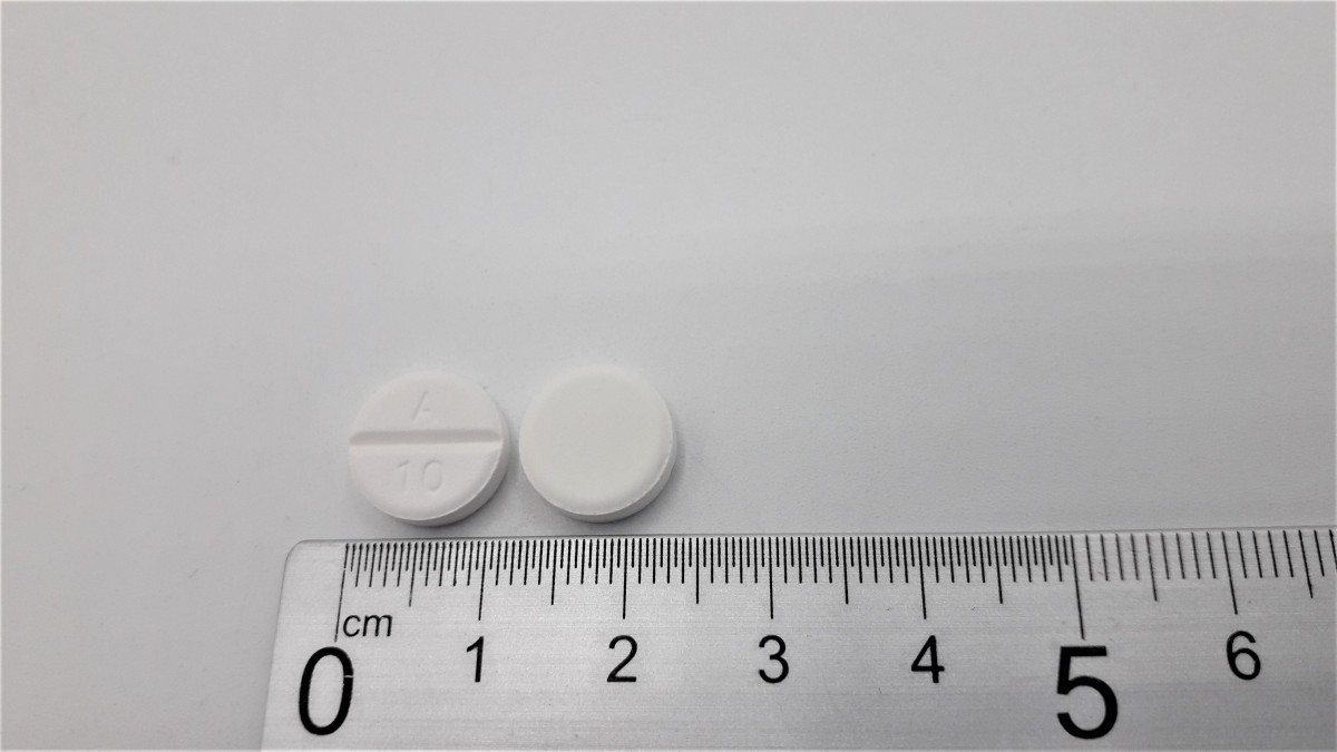 AMLODIPINO NORMON 10 mg COMPRIMIDOS EFG , 500 comprimidos fotografía de la forma farmacéutica.
