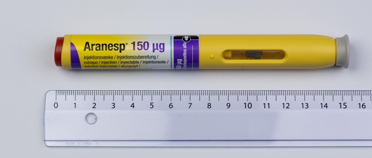 ARANESP 150 microgramos SOLUCION INYECTABLE EN PLUMA PRECARGADA, 1 pluma precargada de 0,3 ml fotografía de la forma farmacéutica.