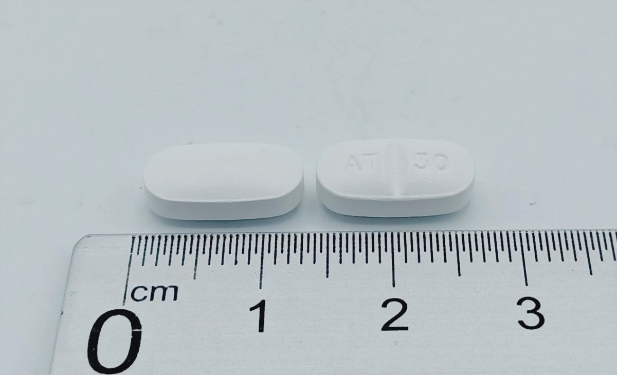 ATORVASTATINA NORMON 30 MG COMPRIMIDOS RECUBIERTOS CON PELICULA , 28 comprimidos (Frasco) fotografía de la forma farmacéutica.