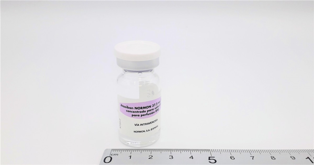 ATOSIBAN NORMON 37,5 MG/5 ML CONCENTRADO PARA SOLUCION PARA PERFUSION EFG , 1 vial de 5 ml fotografía de la forma farmacéutica.