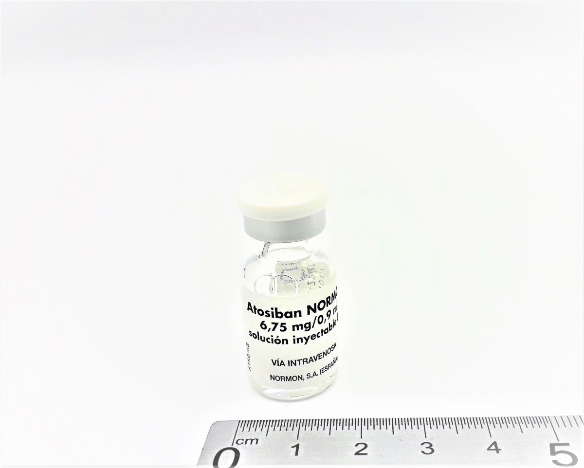 ATOSIBAN NORMON 6,75 MG/0,9 ML SOLUCION INYECTABLE EFG , 1 vial de 0,9 ml fotografía de la forma farmacéutica.