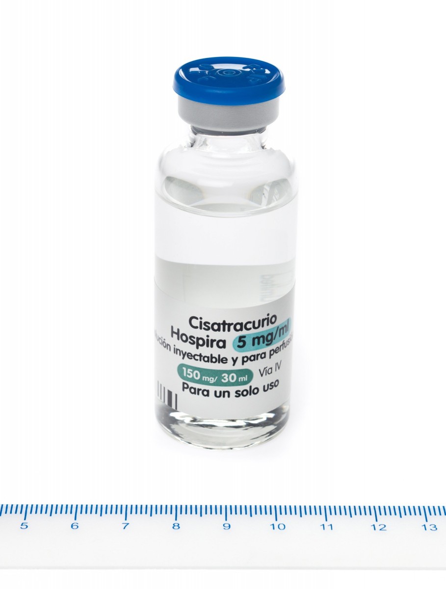 CISATRACURIO HOSPIRA 5 mg/ml SOLUCION INYECTABLE Y PARA PERFUSION EFG, 1 vial de 30 ml fotografía de la forma farmacéutica.