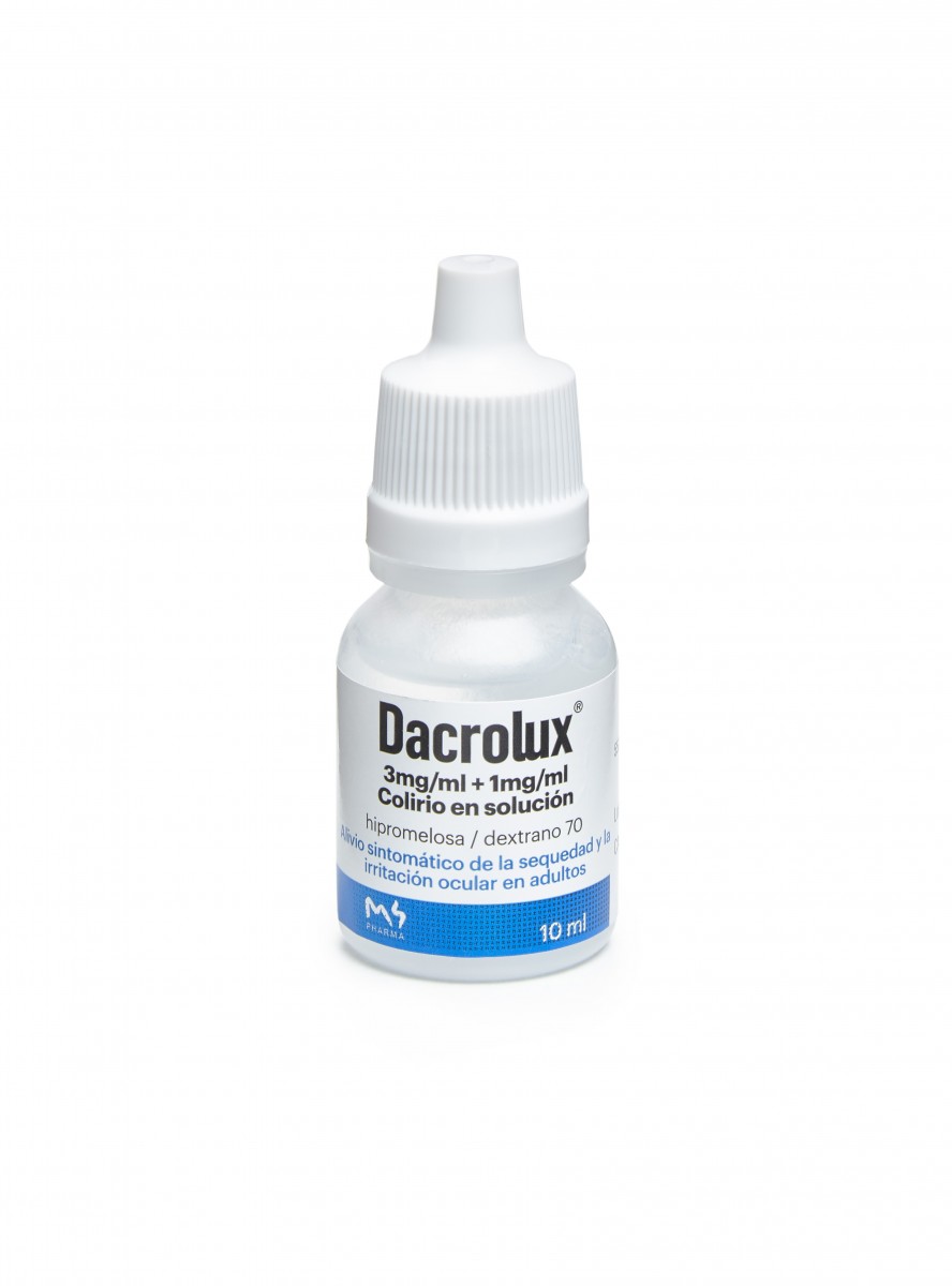 DACROLUX 3MG/ML +1MG/ML COLIRIO EN SOLUCIÓN , 1 frasco de 10 ml fotografía de la forma farmacéutica.