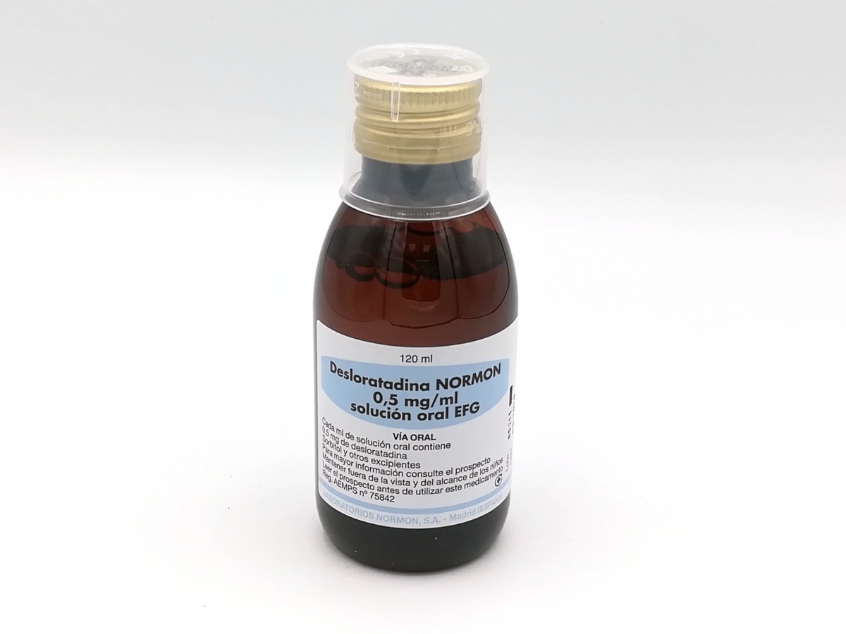 DESLORATADINA NORMON 0,5 mg/ml SOLUCION ORAL EFG, 1 frasco de 120 ml fotografía de la forma farmacéutica.