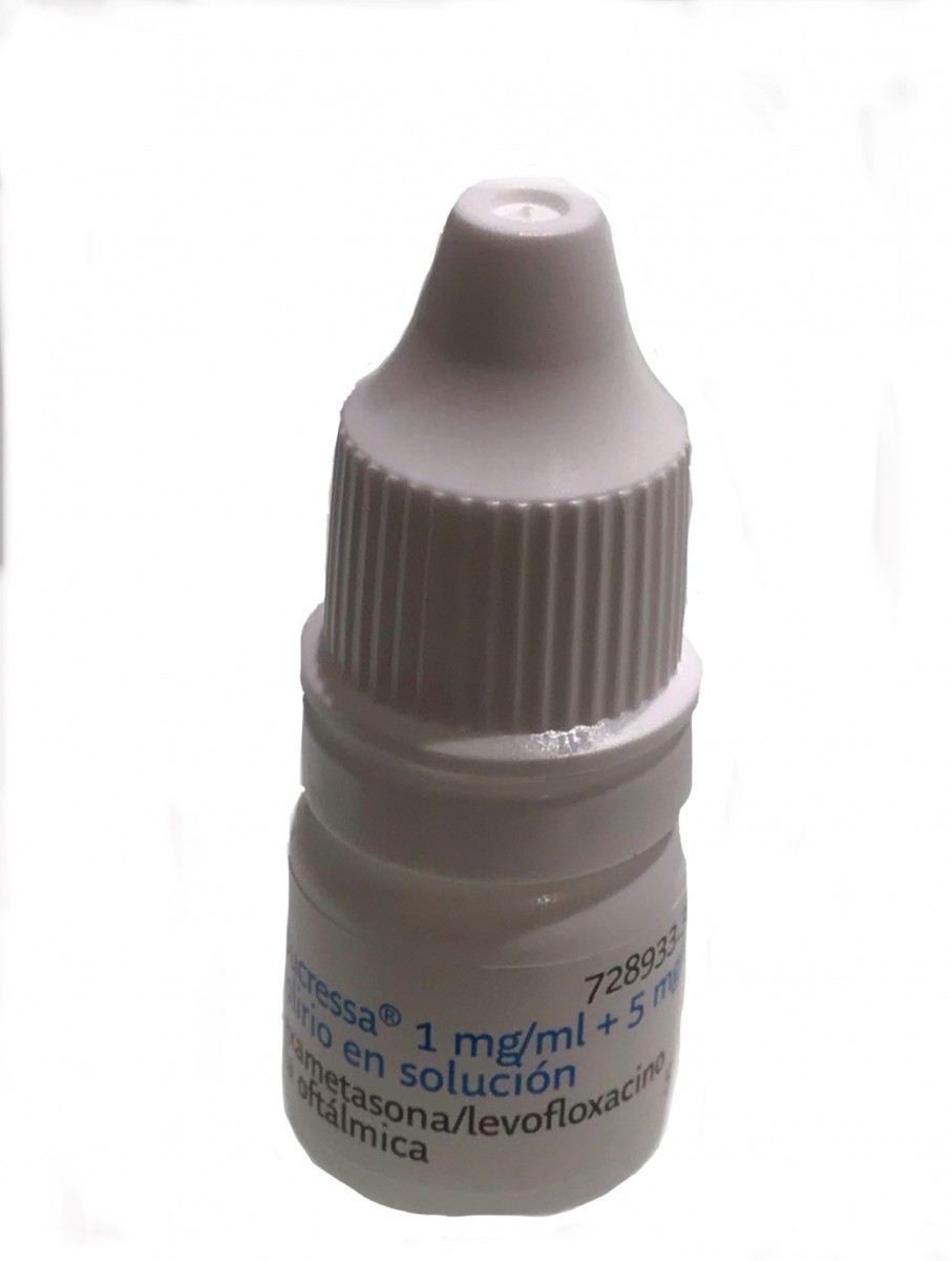 DUCRESSA 1 MG/ML + 5 MG/ML COLIRIO EN SOLUCION, 1 frasco de 5 ml fotografía de la forma farmacéutica.