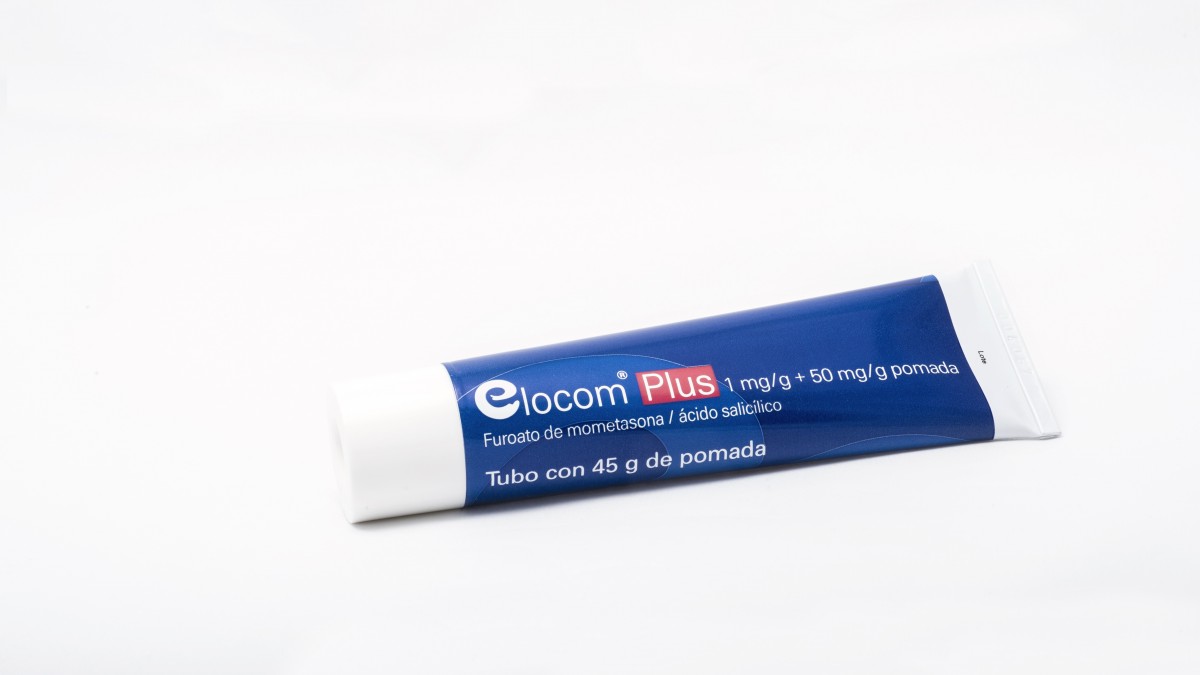 ELOCOM PLUS 1 mg/g + 50 mg/g POMADA, 1 tubo de 45 g fotografía de la forma farmacéutica.