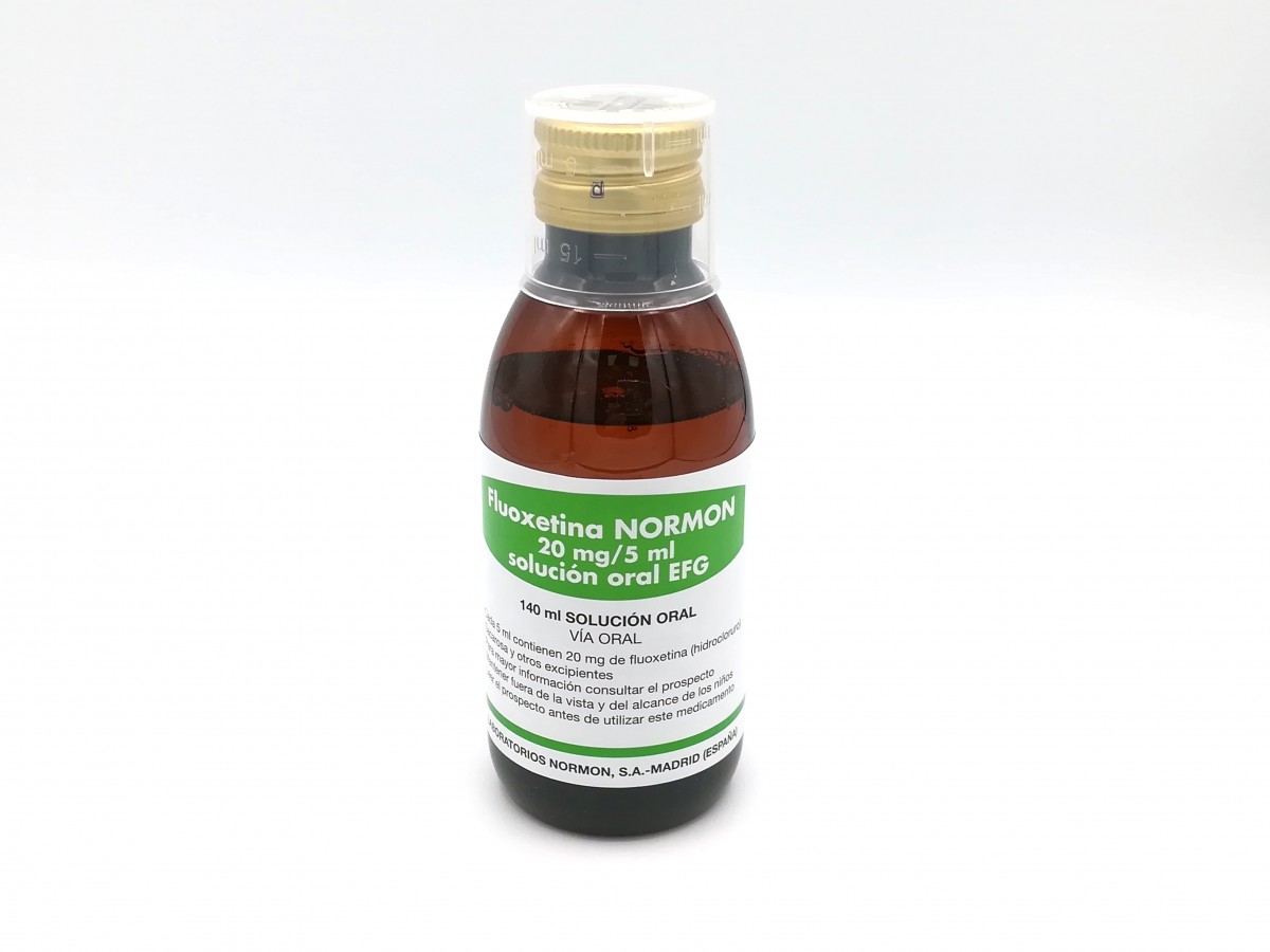 FLUOXETINA NORMON 20 mg/5 ml SOLUCION ORAL EFG , 1 frasco de 140 ml fotografía de la forma farmacéutica.