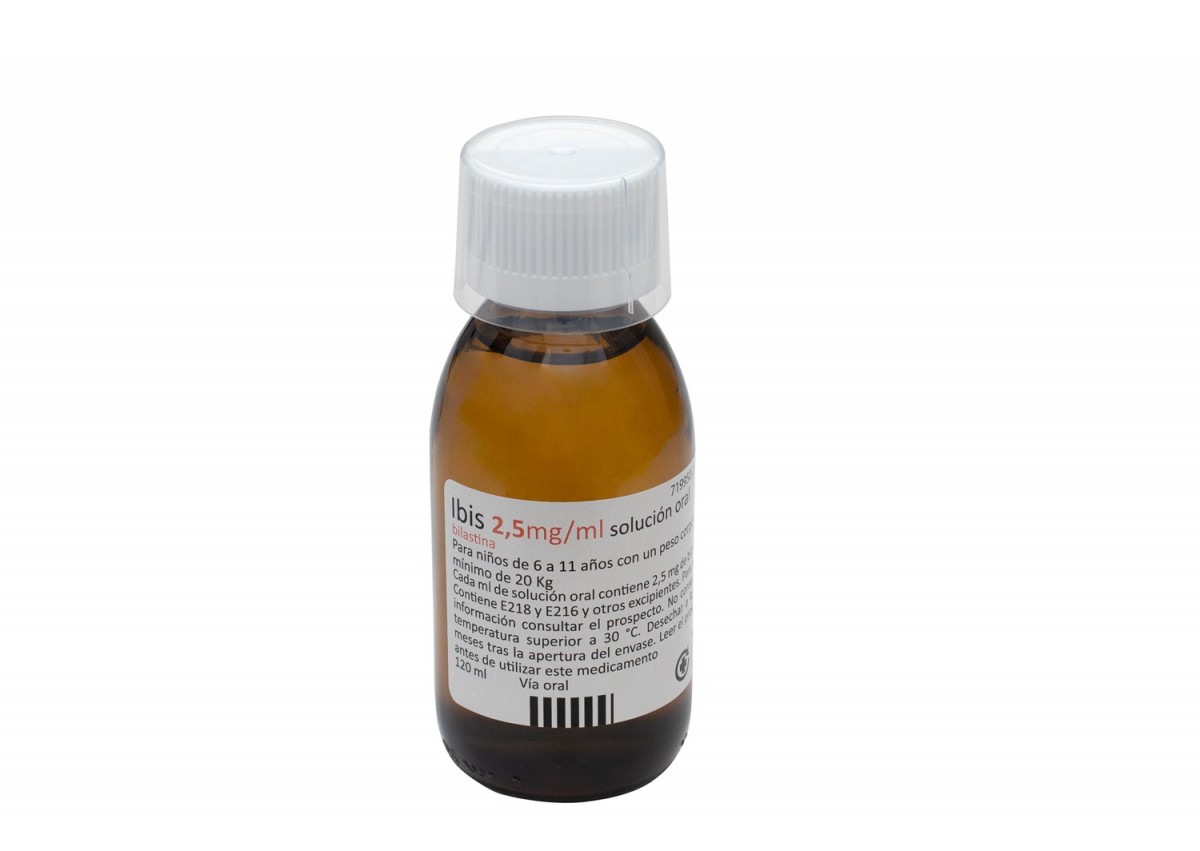 IBIS 2,5 MG/ML SOLUCION ORAL, 1 frasco de 120 ml fotografía de la forma farmacéutica.