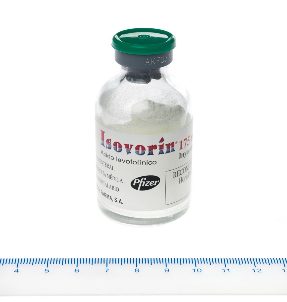 ISOVORIN 175 mg INYECTABLE, 1 vial de 38 ml fotografía de la forma farmacéutica.