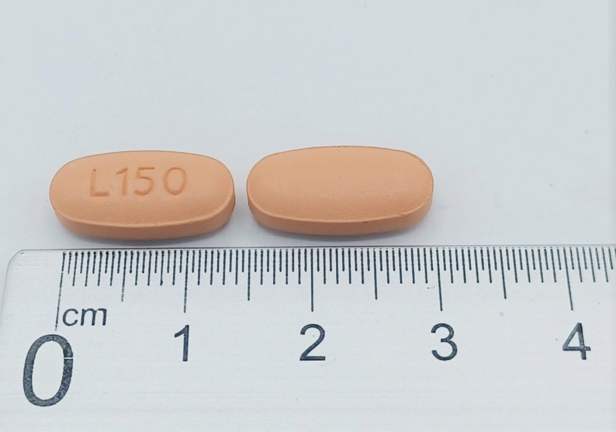 LACOSAMIDA NORMON 150 MG COMPRIMIDOS RECUBIERTOS CON PELICULA EFG, 56 comprimidos (Blister Al/PVC) fotografía de la forma farmacéutica.