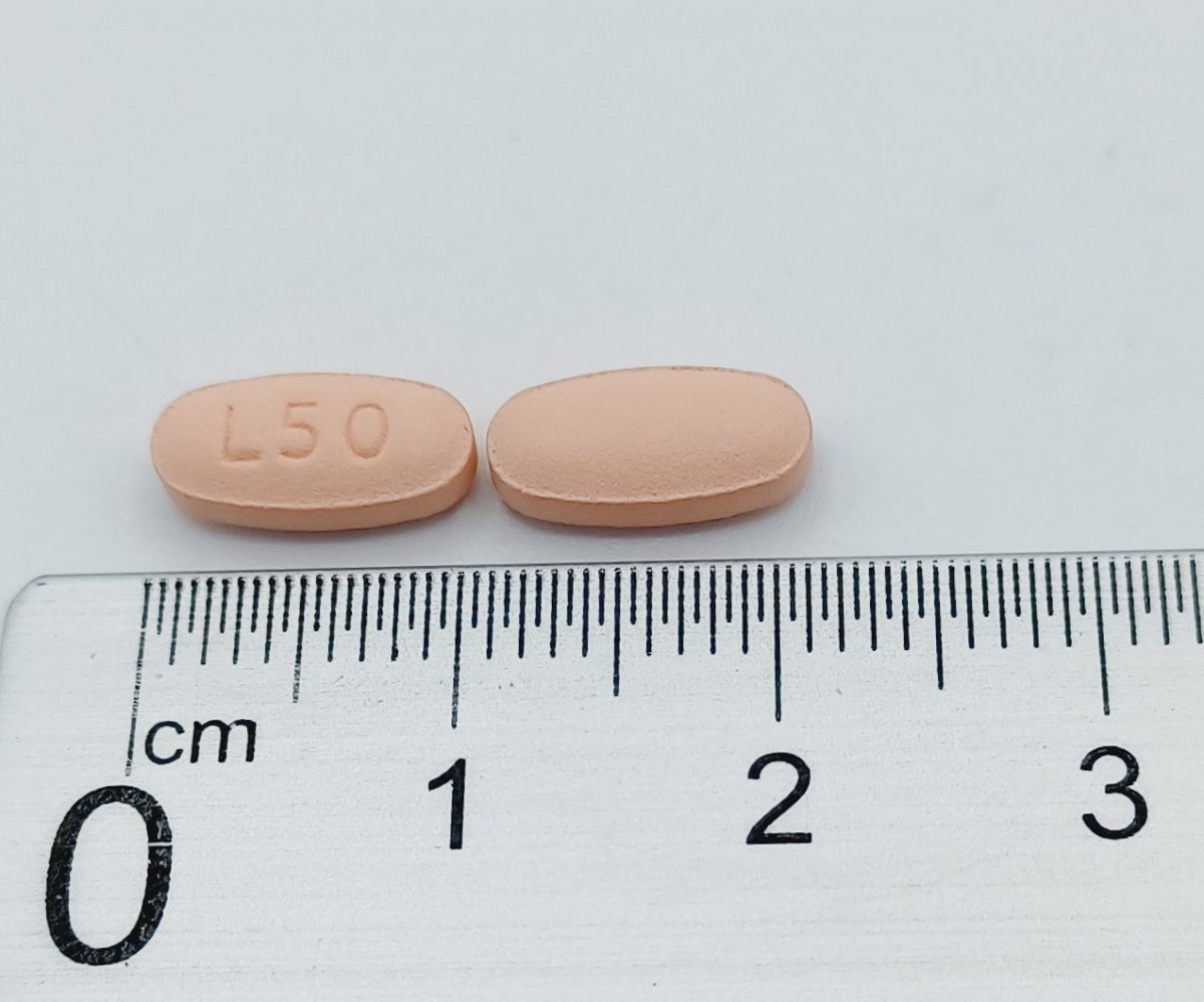 LACOSAMIDA NORMON 50 MG COMPRIMIDOS RECUBIERTOS CON PELICULA EFG, 14 comprimidos (Blister Al/PVC) fotografía de la forma farmacéutica.