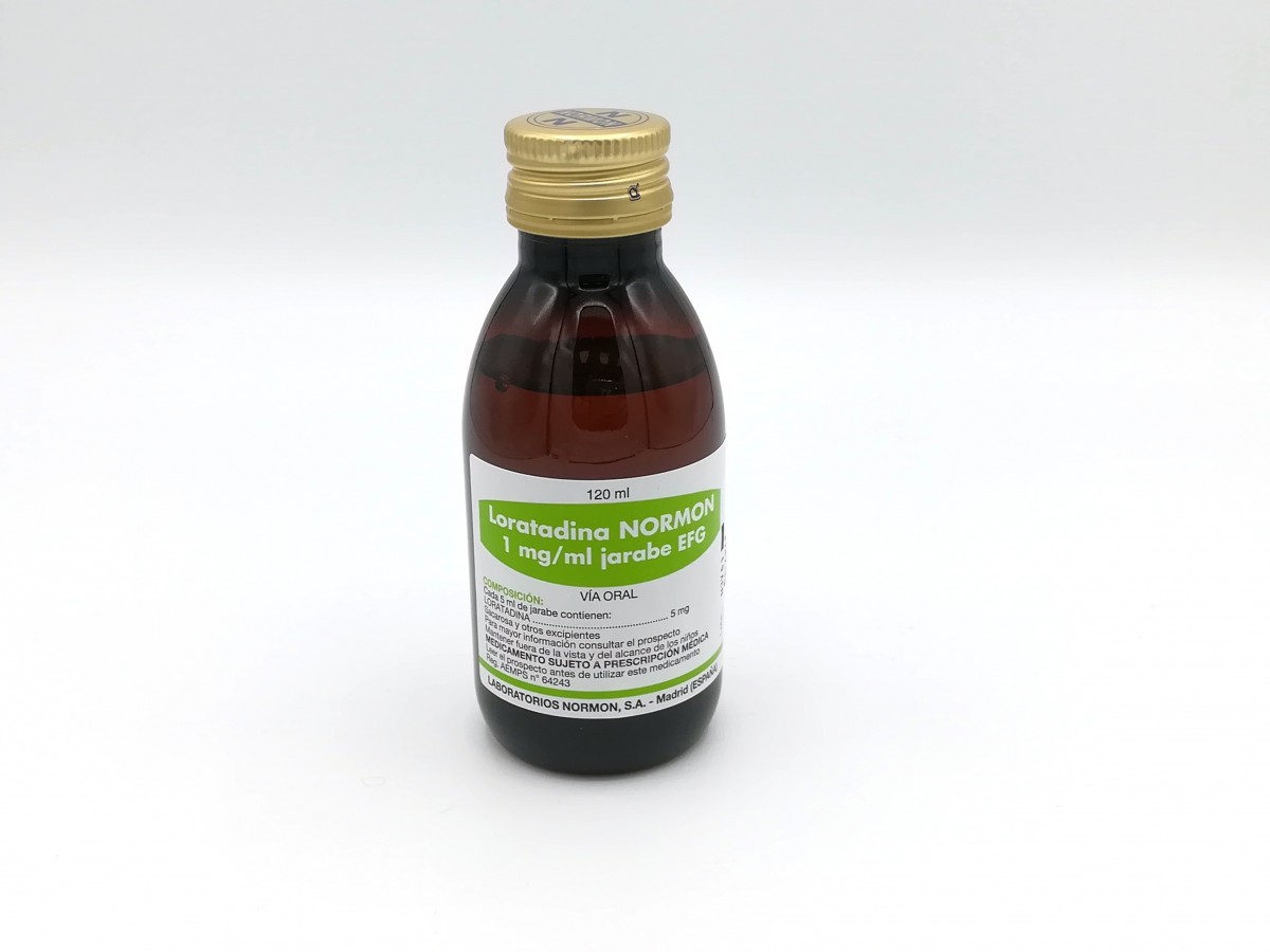 LORATADINA NORMON 1 mg/ml JARABE EFG, 1 frasco de 120 ml fotografía de la forma farmacéutica.