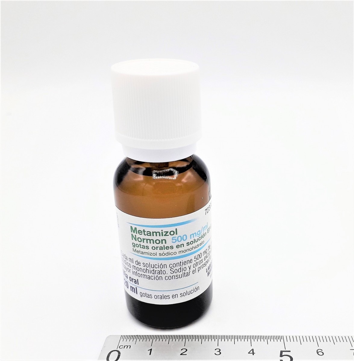 METAMIZOL NORMON 500 MG/ML GOTAS ORALES EN SOLUCION EFG, 1 frasco de 20 ml fotografía de la forma farmacéutica.