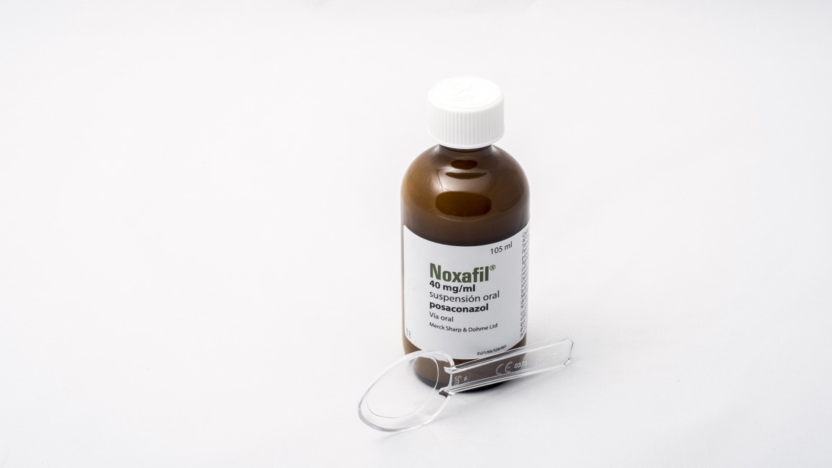 NOXAFIL 40 MG/ML SUSPENSION ORAL, 1 frasco de 105 ml fotografía de la forma farmacéutica.