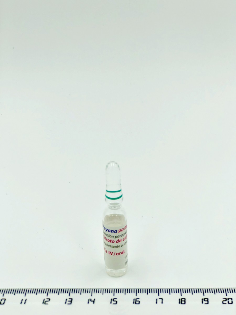PEYONA 20 mg/ml SOLUCION PARA PERFUSION Y SOLUCION ORAL , 10 ampollas de 1 ml fotografía de la forma farmacéutica.
