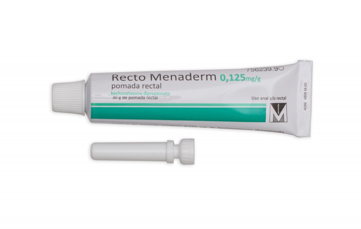 RECTO MENADERM 0,125 MG/G POMADA RECTAL , 1 tubo de 30 g fotografía de la forma farmacéutica.