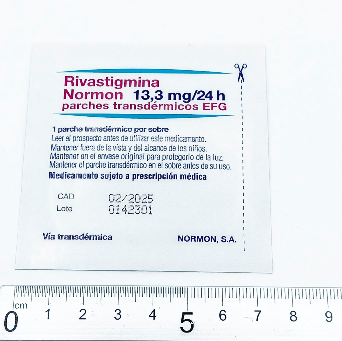 RIVASTIGMINA NORMON 13,3 MG/24 H PARCHES TRANSDERMICOS EFG, 60 parches transdérmicos fotografía de la forma farmacéutica.