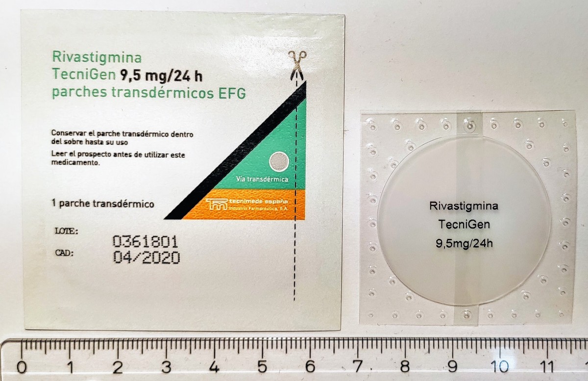 RIVASTIGMINA TECNIGEN 9.5 MG/24 H PARCHES TRANSDERMICOS EFG , 60 parches fotografía de la forma farmacéutica.