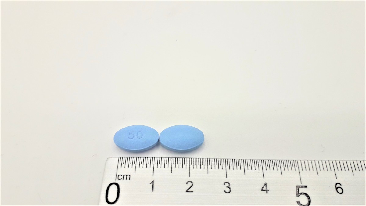 SILDENAFILO NORMON 50 mg COMPRIMIDOS RECUBIERTOS CON PELICULA EFG, 1 comprimido fotografía de la forma farmacéutica.