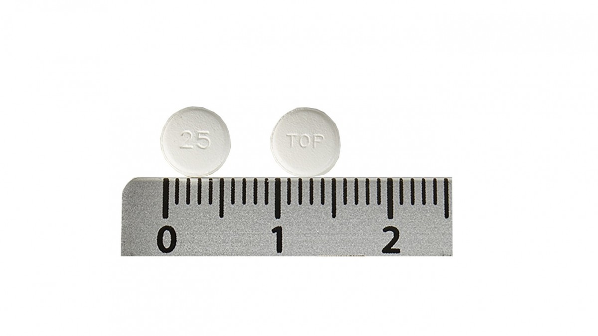 TOPAMAX 25 mg COMPRIMIDOS RECUBIERTOS CON PELICULA , 60 comprimidos fotografía de la forma farmacéutica.