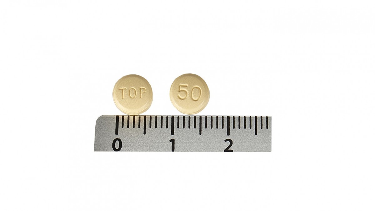 TOPAMAX 50 mg COMPRIMIDOS RECUBIERTOS CON PELICULA , 60 comprimidos fotografía de la forma farmacéutica.