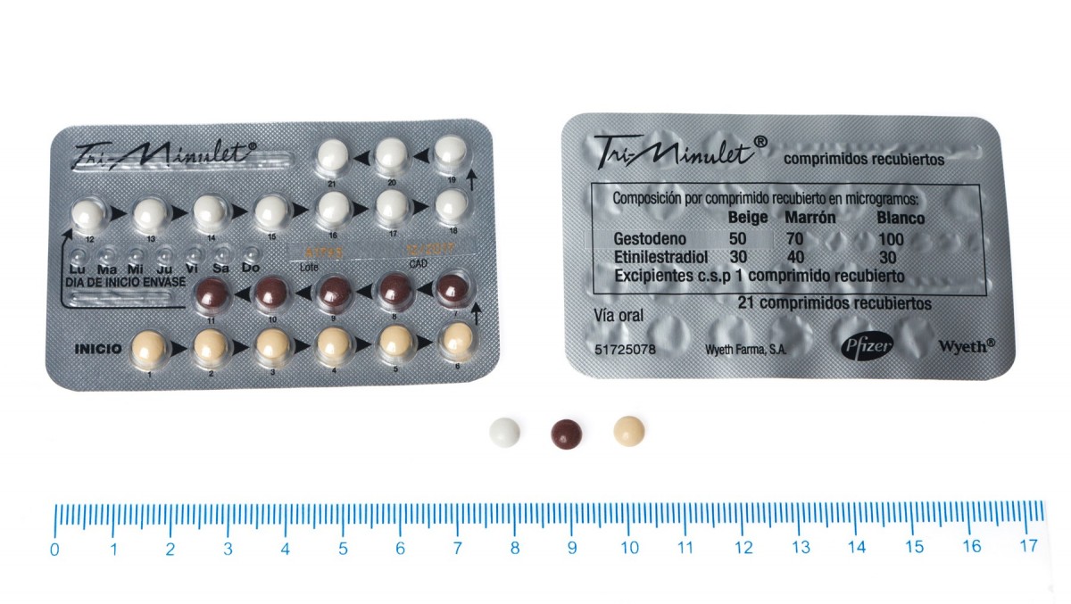 TRI-MINULET COMPRIMIDOS RECUBIERTOS, 21 comprimidos fotografía de la forma farmacéutica.