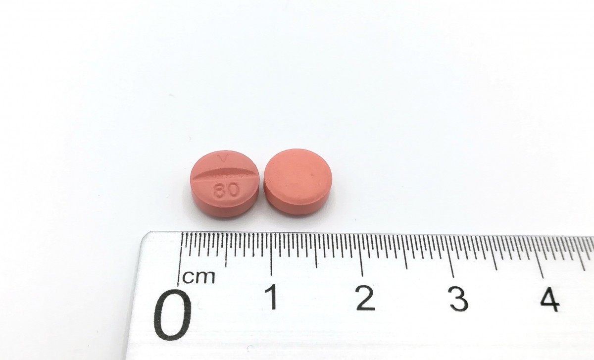 VALSARTAN NORMON 80 mg COMPRIMIDOS RECUBIERTOS CON PELICULA EFG , 28 comprimidos fotografía de la forma farmacéutica.