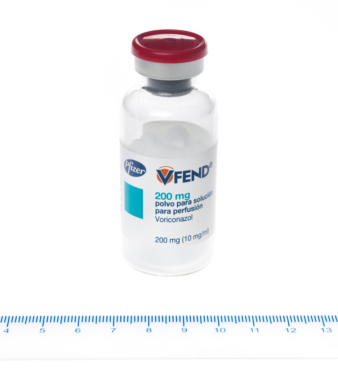 VFEND 200 mg POLVO PARA SOLUCION PARA PERFUSION, 1 vial fotografía de la forma farmacéutica.
