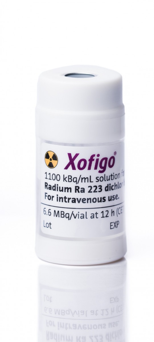 Xofigo 1100  kBq/ml solucion inyectable 6 ml fotografía de la forma farmacéutica.