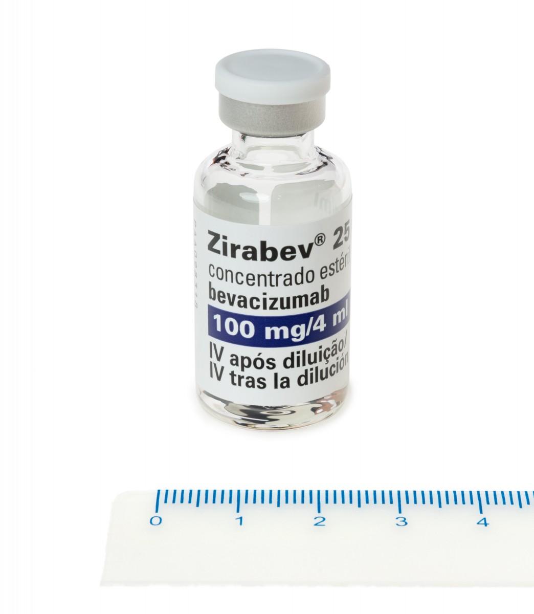 ZIRABEV 25 MG/ML CONCENTRADO PARA SOLUCION PARA PERFUSION, 1 vial de 4 ml fotografía de la forma farmacéutica.