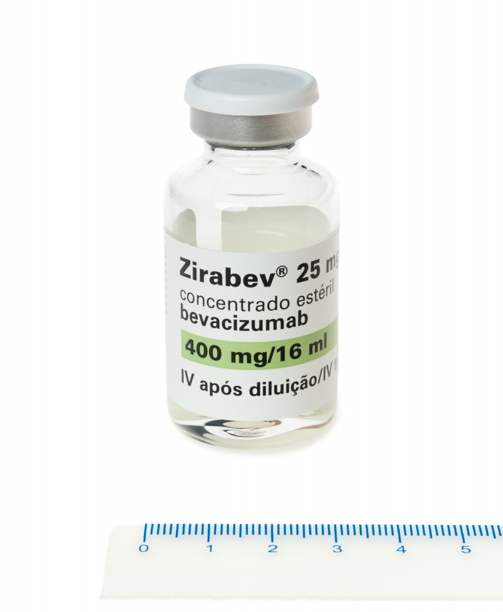 ZIRABEV 25 MG/ML CONCENTRADO PARA SOLUCION PARA PERFUSION, 1 vial de 16 ml fotografía de la forma farmacéutica.