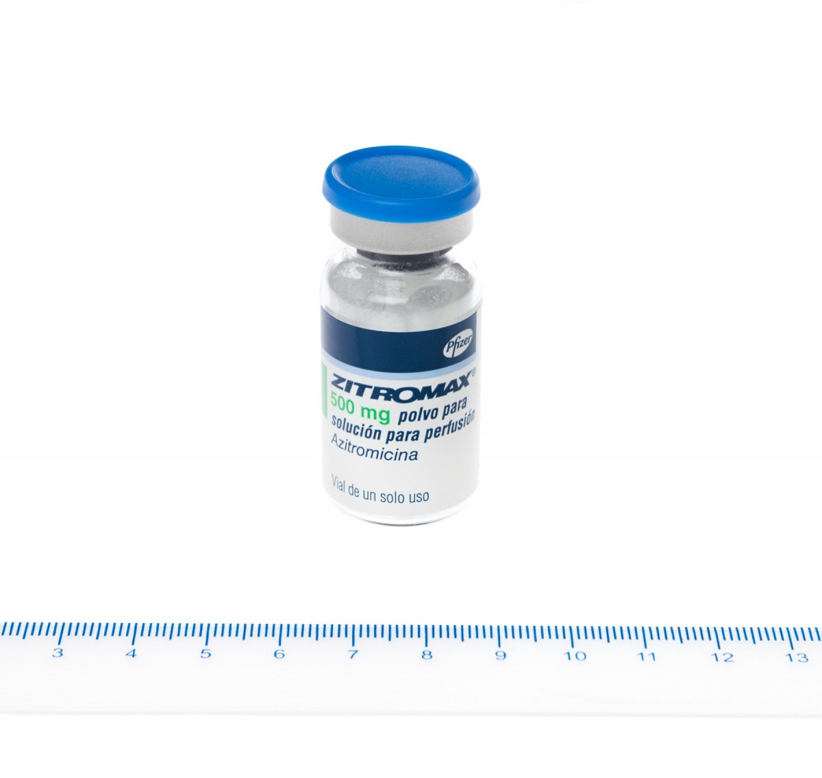 ZITROMAX 500 mg POLVO PARA SOLUCION PARA PERFUSION, 1 vial fotografía de la forma farmacéutica.