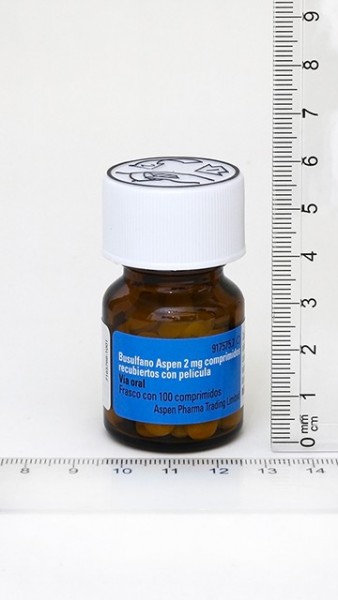 BUSULFANO ASPEN 2 mg COMPRIMIDOS RECUBIERTOS CON PELICULA , 100 comprimidos fotografía de la forma farmacéutica.