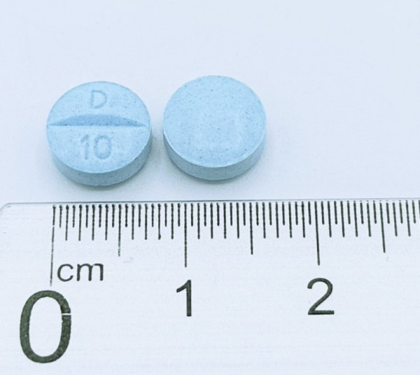 DIAZEPAM NORMON 10 MG COMPRIMIDOS EFG, 25 comprimidos fotografía de la forma farmacéutica.