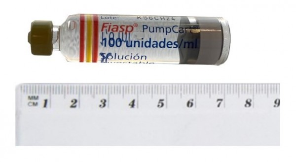 FIASP 100 UNIDADES/ML PUMPCART SOLUCION INYECTABLE EN CARTUCHO, 5 cartuchos de 1,6 ml fotografía de la forma farmacéutica.