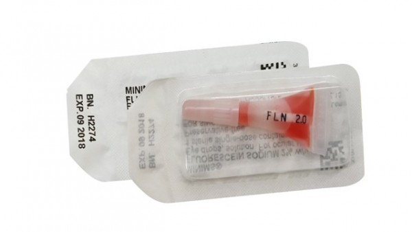 MINIMS FLUORESCEINA SODICA 20 MG/ML COLIRIO EN SOLUCION, 20 envases unidosis de 0,5 ml fotografía de la forma farmacéutica.