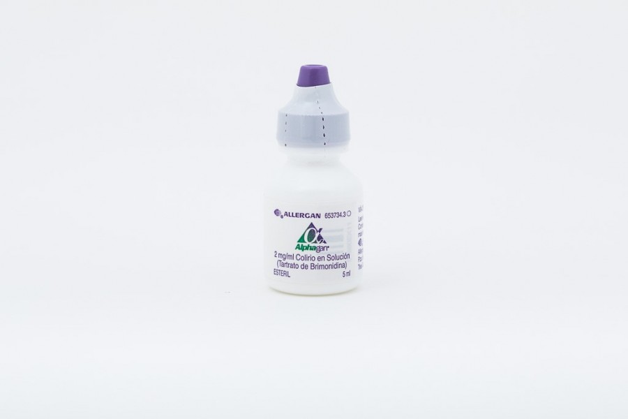 ALPHAGAN 2 mg/ml COLIRIO EN SOLUCION , 1 frasco de 5 ml fotografía de la forma farmacéutica.