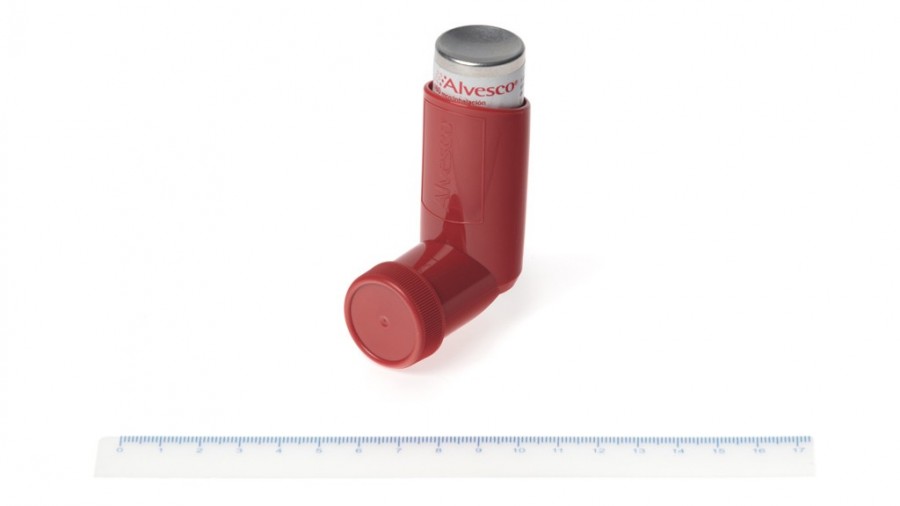 ALVESCO 160 microgramos/INHALACION SOLUCION PARA INHALACION EN ENVASE A PRESION, 1 inhalador de 60 dosis fotografía de la forma farmacéutica.