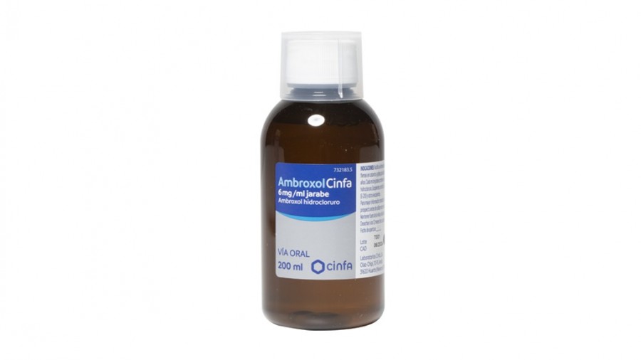 AMBROXOL CINFA 6 MG/ML JARABE, 1 frasco de 200 ml (PET + cierre PP) fotografía de la forma farmacéutica.