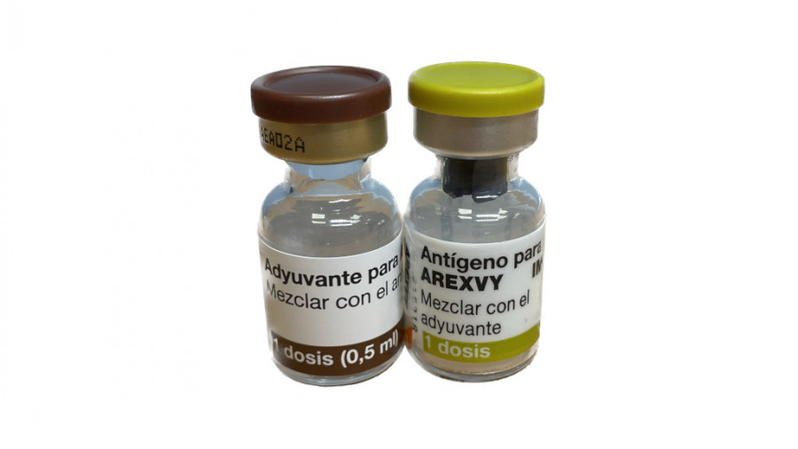 AREXVY POLVO Y SUSPENSION PARA SUSPENSION INYECTABLE, 10 viales de polvo + 10 viales con suspensión fotografía de la forma farmacéutica.