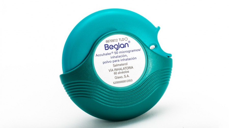 BEGLAN ACCUHALER 50 microgramos/inhalación, polvo para inhalación  , 1 inhalador + 60 alveolos fotografía de la forma farmacéutica.