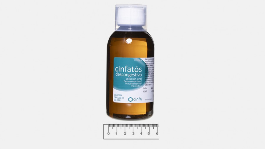 CINFATOS DESCONGESTIVO SOLUCION ORAL, 1 frasco de 125 ml (PET) fotografía de la forma farmacéutica.