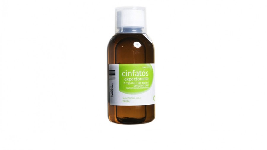 CINFATOS EXPECTORANTE 2 mg/ml + 20 mg/ml SOLUCION ORAL , 1 frasco de 125 ml fotografía de la forma farmacéutica.