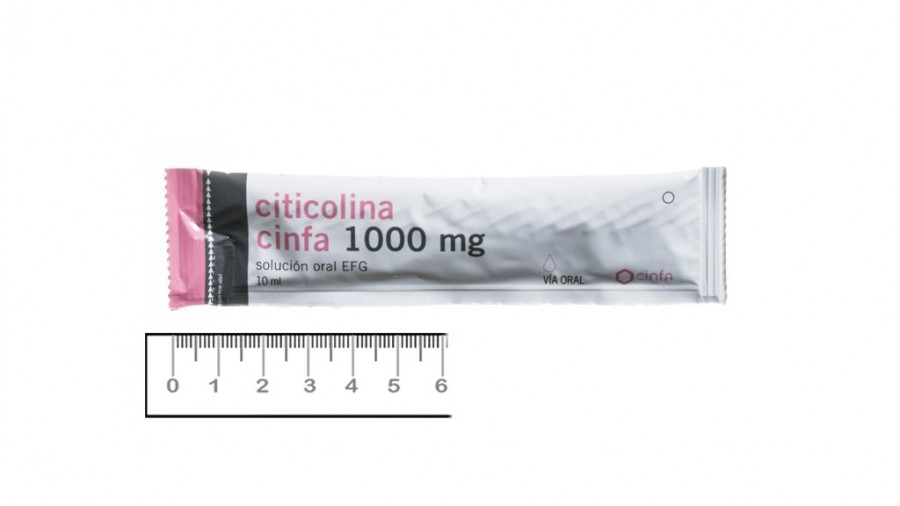CITICOLINA CINFA 1000 MG SOLUCION ORAL EFG , 10 sobres de 10 ml fotografía de la forma farmacéutica.