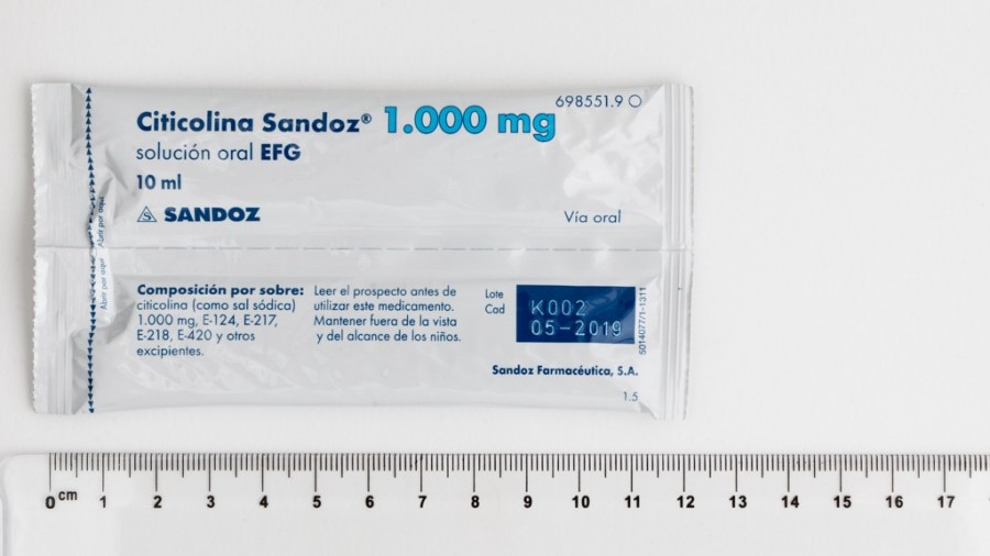 CITICOLINA SANDOZ 1000 MG SOLUCION ORAL EFG , 10 sobres de 10 ml fotografía de la forma farmacéutica.